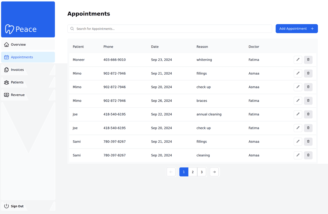 Appointments Page